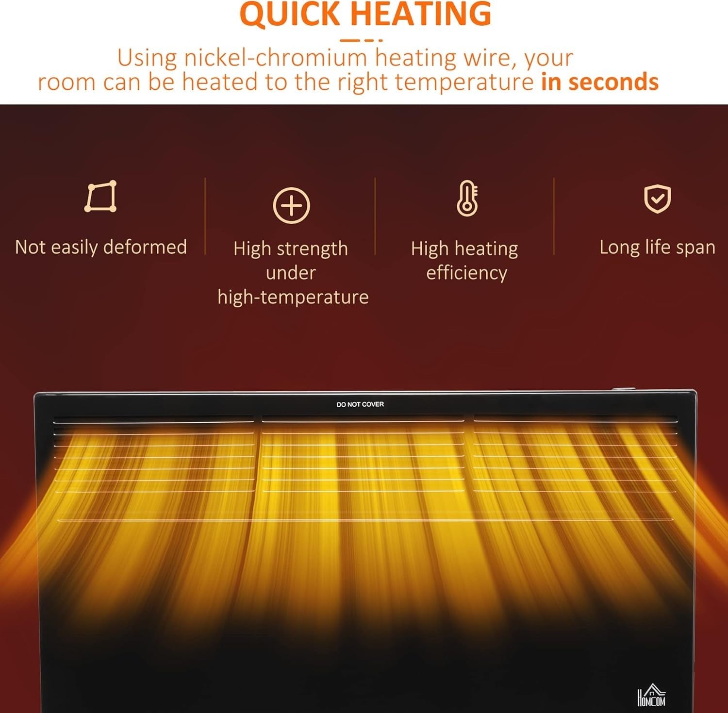 650W/1300W Portable Convector Heater Freestanding or Wall-Mounted Black