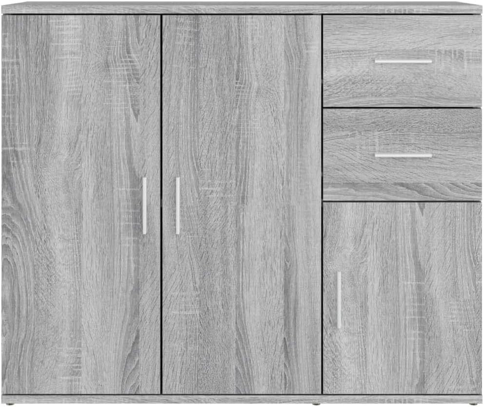 Modern Grey Sideboard Storage Cabinet Unit 3 Door 2 Drawer for Living Room