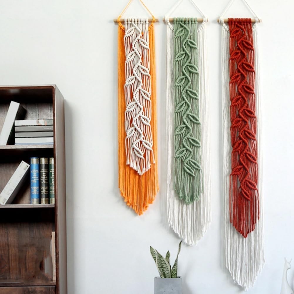 Large Boho Macrame Wall Hanging Nordic Leaf Tapestry
