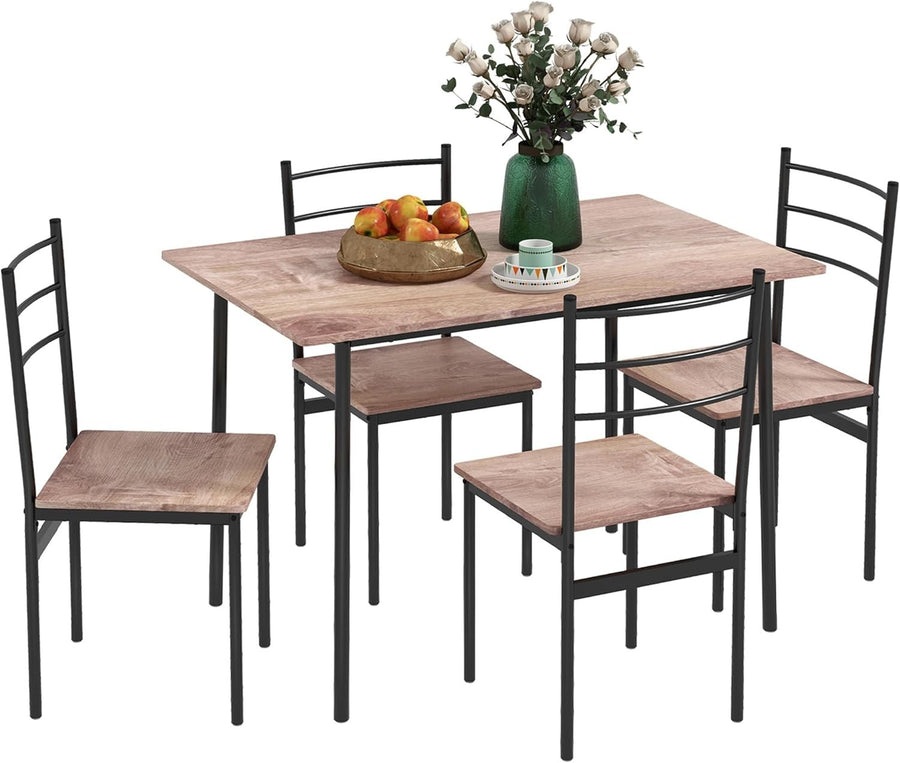 Space-Saving 5-Piece Dining Set | Modern Rectangular Table & 4 Chairs, Compact