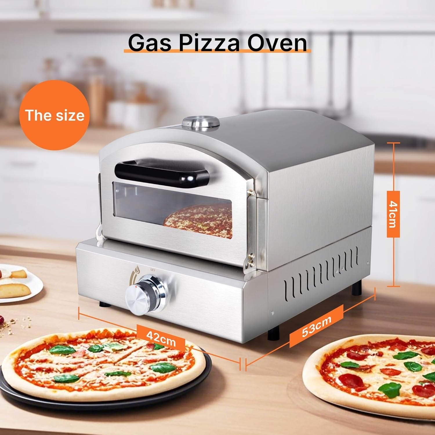 Commercial Gas Pizza Oven 13kg Stainless Steel 350°C BBQ Grill Outdoor