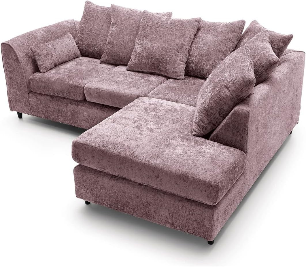 L-Shaped Pink Modular Chenille Sofa 5-Seater Corner Couch Modern Living Room