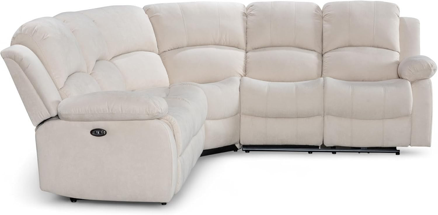 Electric Recliner 5-Seater L Shaped Corner Sofa with USB & Cupholders