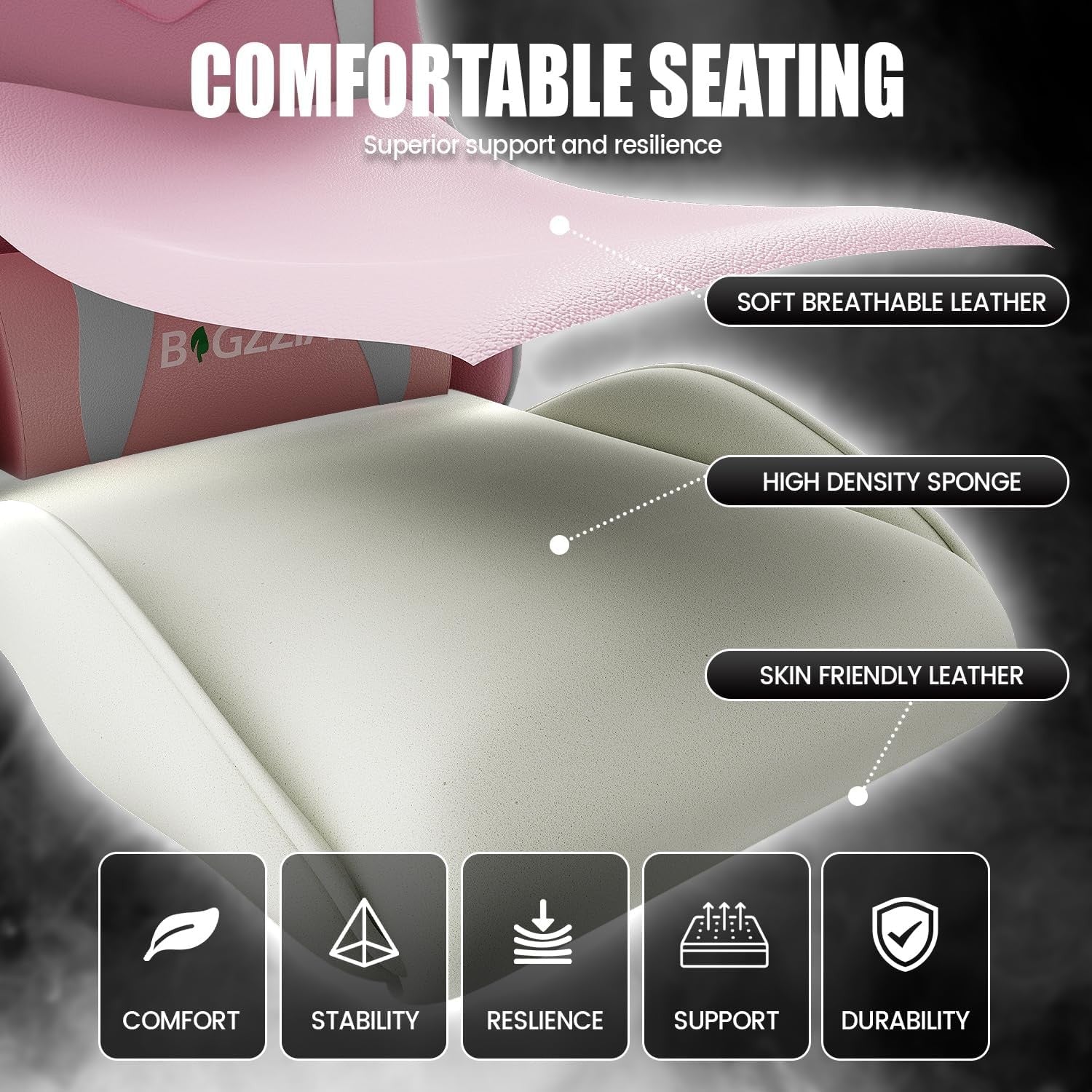 Ergonomic Gaming Chair Adjustable Height with Lumbar Headrest