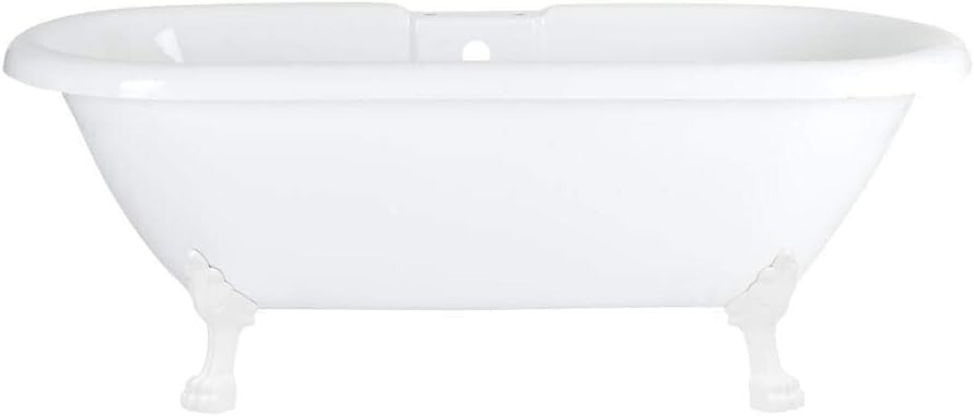 White Double Ended Roll Top Bath 1780x825mm Freestanding White Claw Feet
