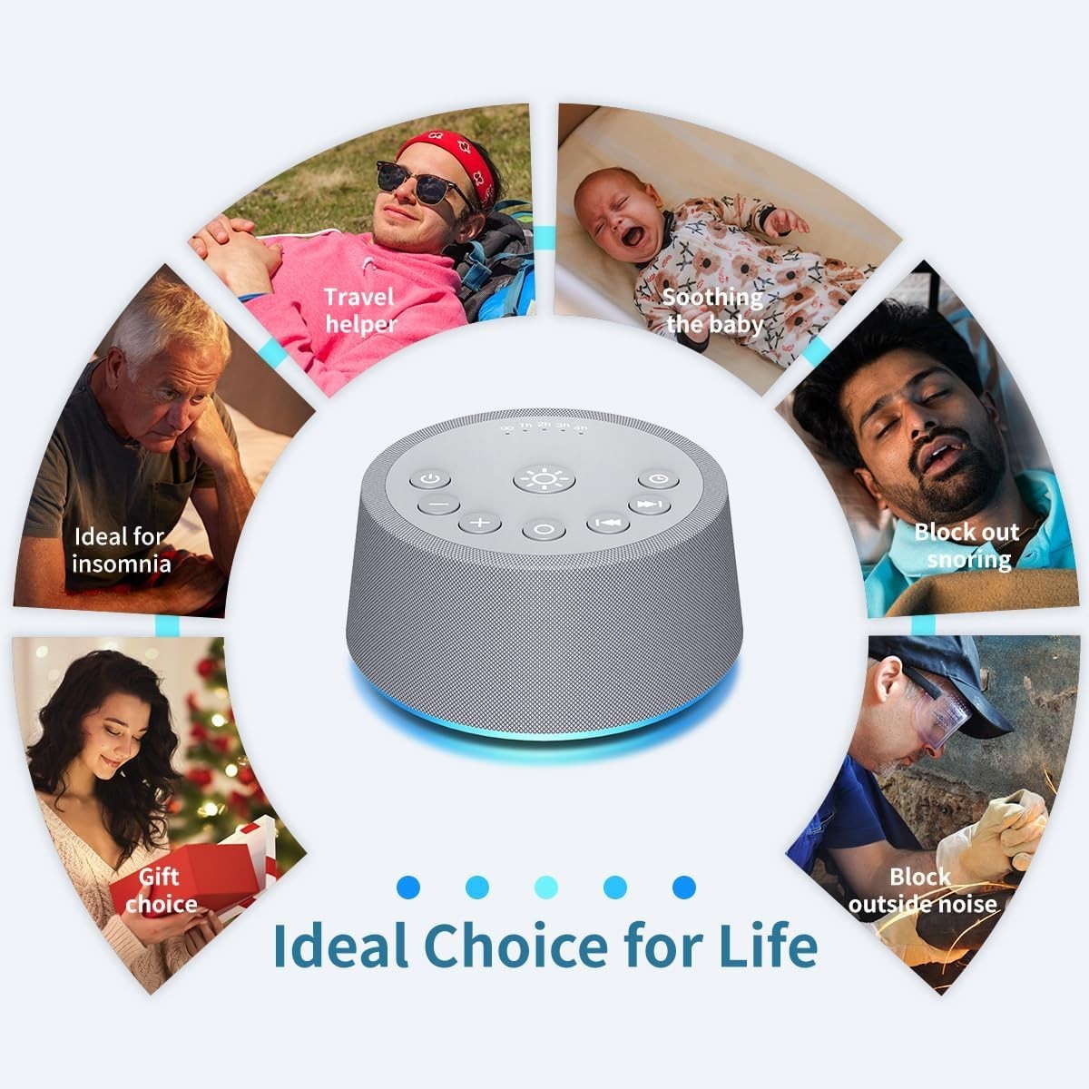 White Noise Sound Machine 25 Soothing Sounds 32 Volume Timer Night Light