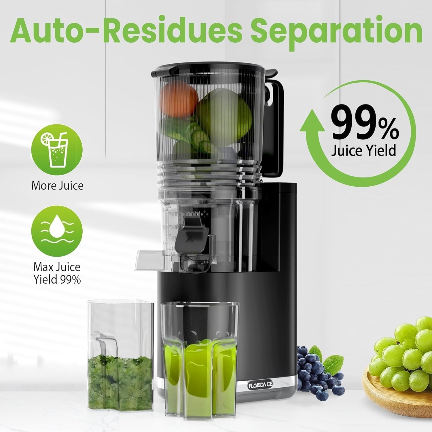 Cold Press Juicer 6.5in Extra Large Feed Chute Slow Chewing Machine