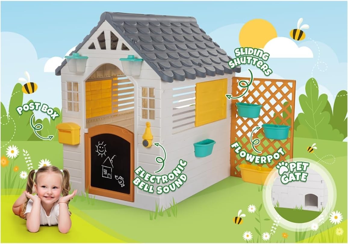 Kids Garden Playhouse with Fence Outdoor Plastic Play House Easy Build
