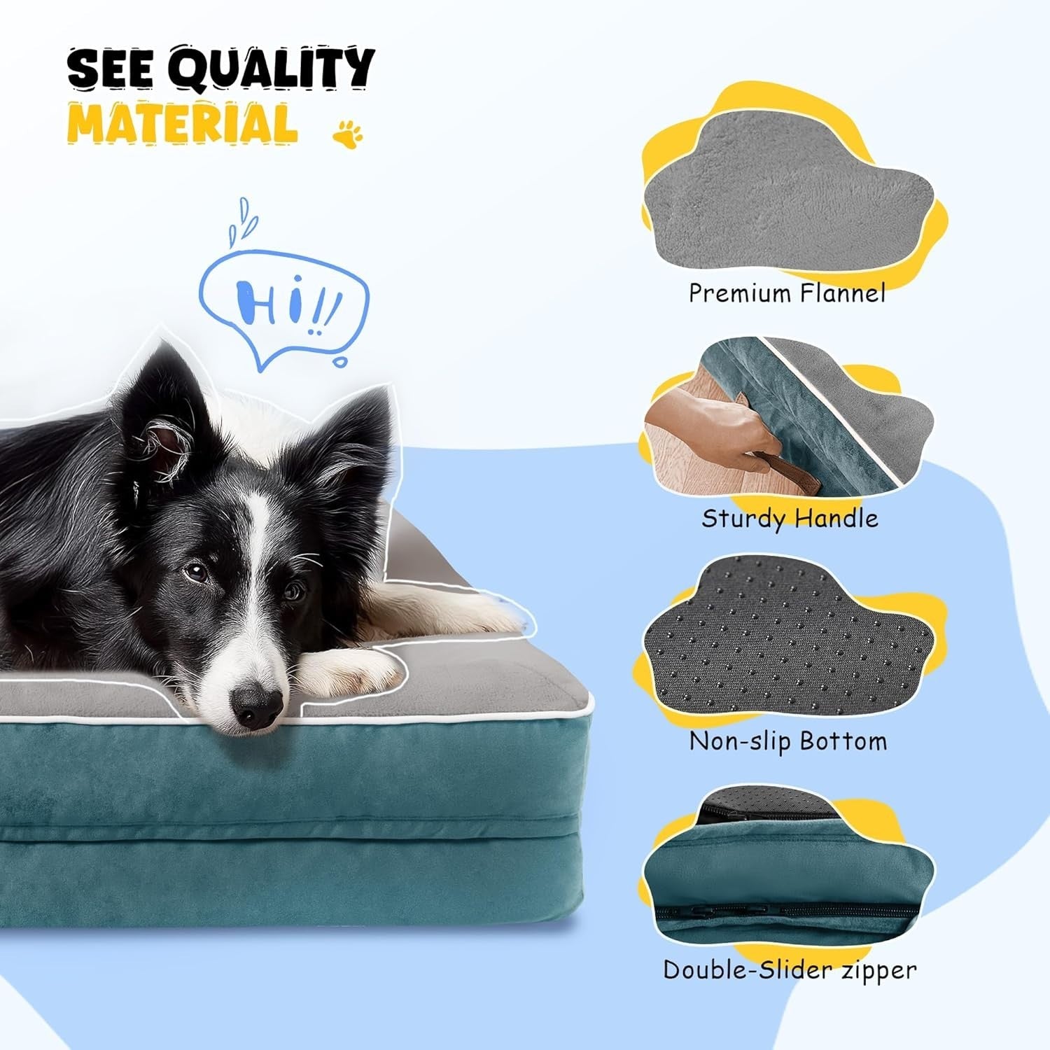 XL Orthopedic Dog Bed 117x76cm Waterproof Washable Blue