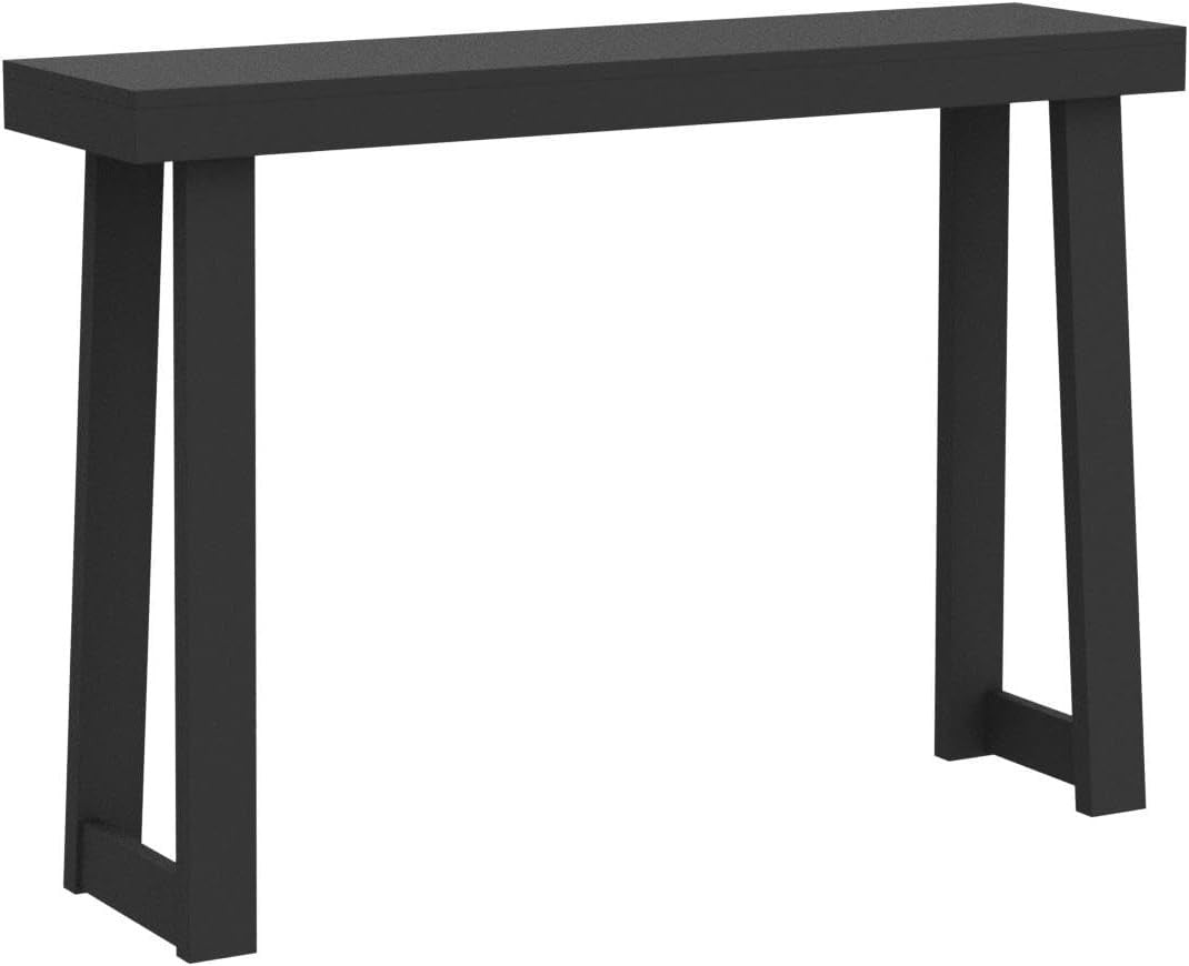 46 Inch Black Solid Wood Console Table – Narrow Entryway Sofa Accent