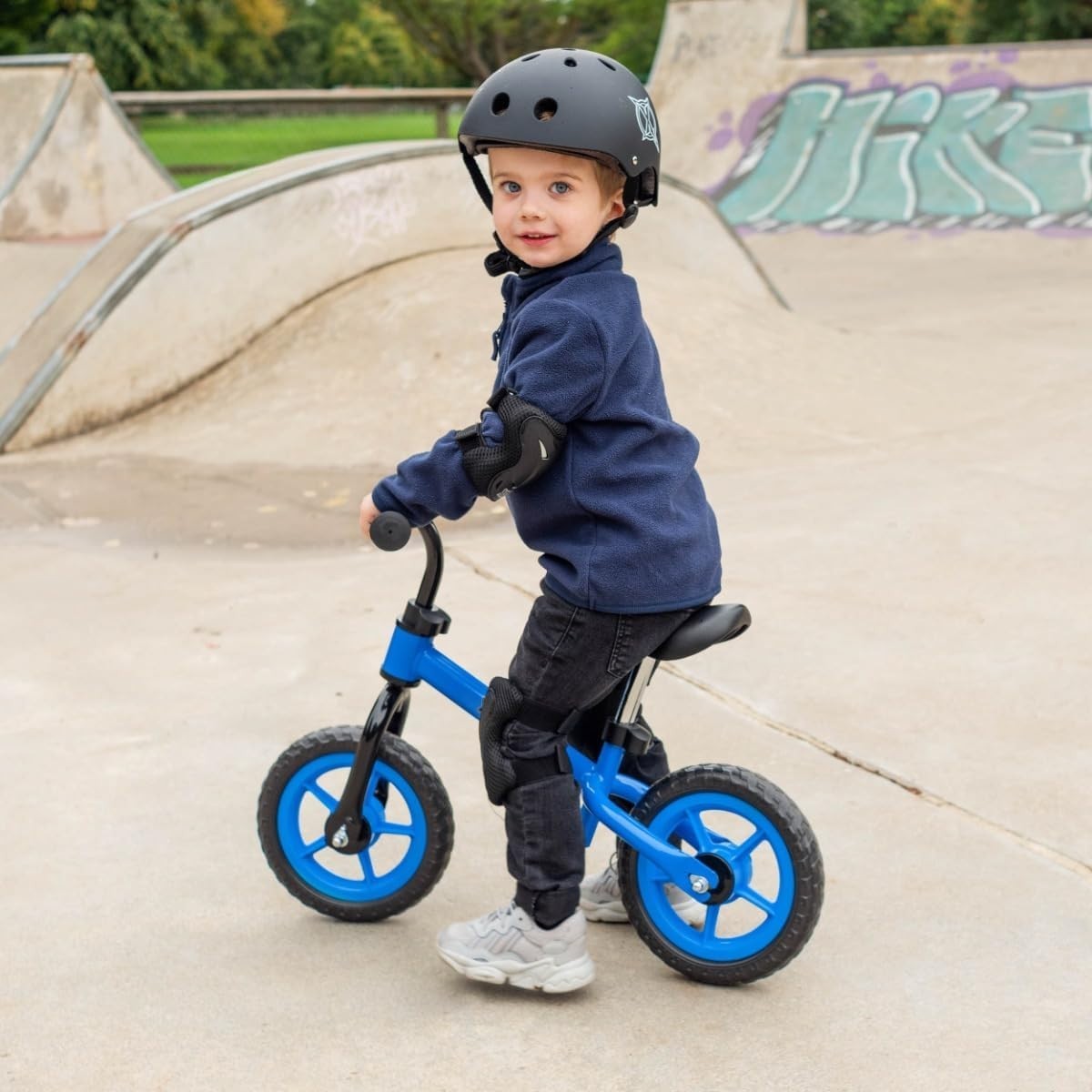 Kids Balance Bike No Pedals Adjustable Seat Training Bicycle Blue 2+