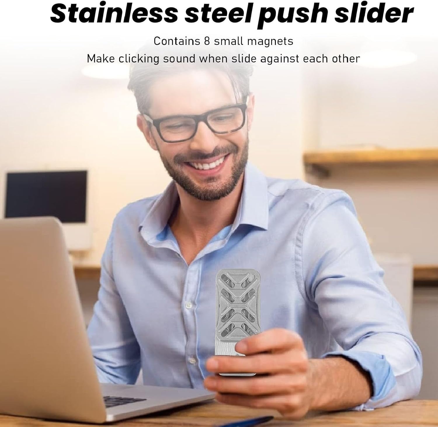 Stainless Steel Haptic Fidget Slider Magnetic Click Stress Relief EDC