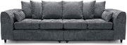 Modern 4 Seater Straight Sofa Grey Alaska Fabric Scatter Back Cushions Comfy