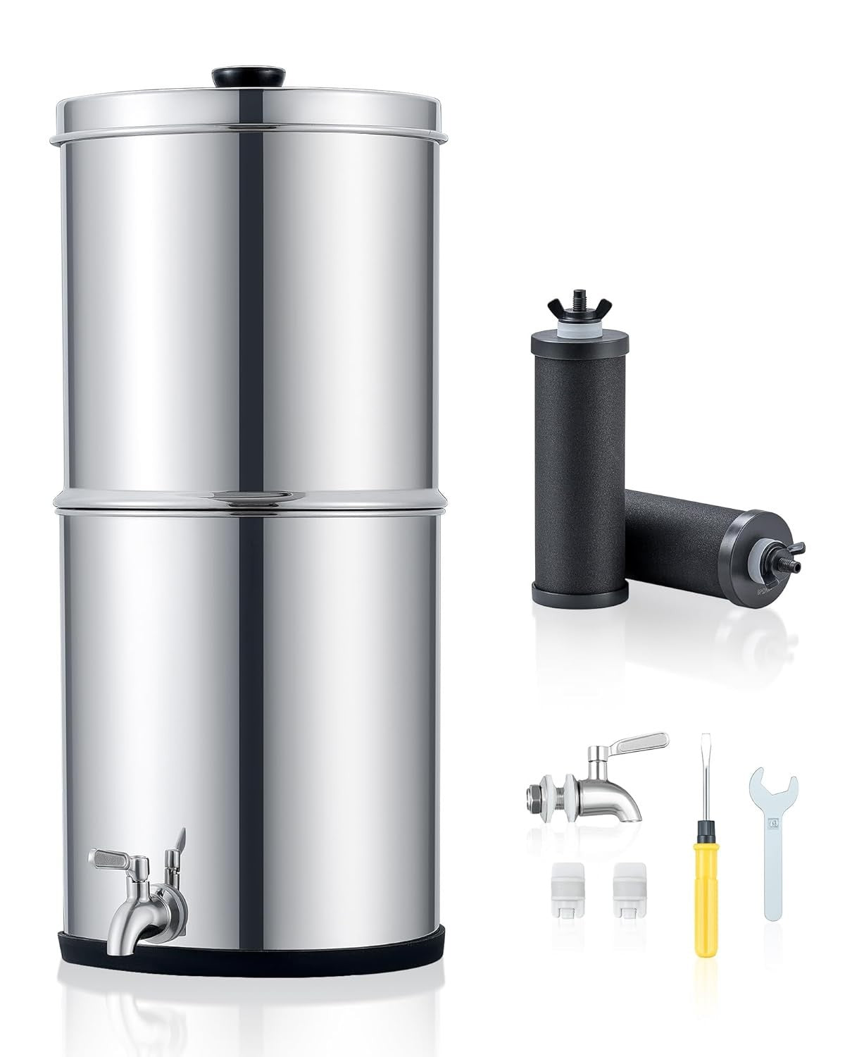 Gravity Fed Water Filter 8.5L Stainless Steel Countertop Purifier NSF