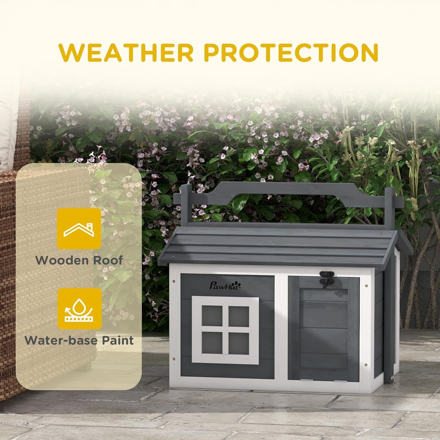 Indoor Outdoor Rabbit Hutch Wooden Small Pet House with Handle Opening Roof