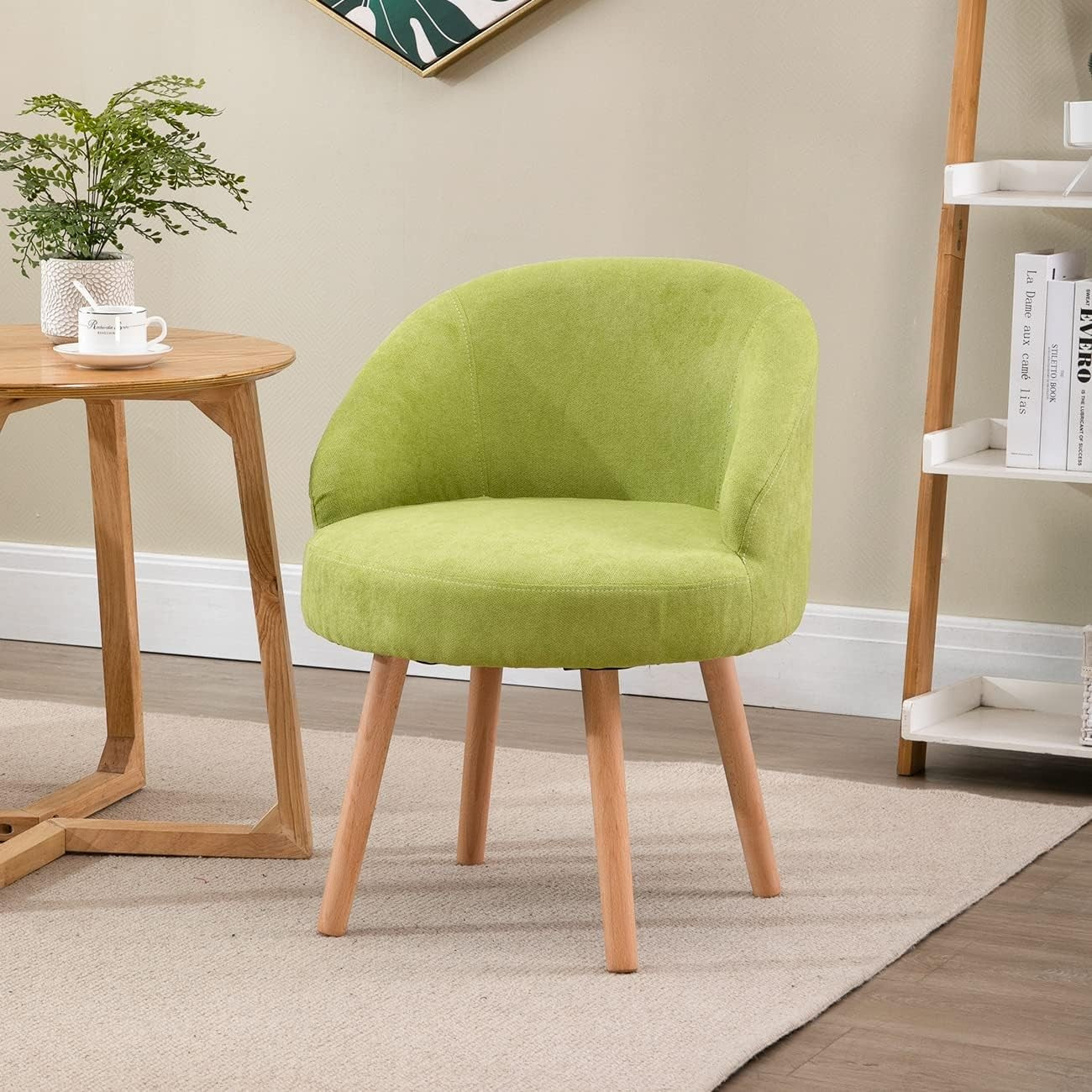 Linen Tub Chairs Set of 2 Lounge Armchairs Small Space Light Green