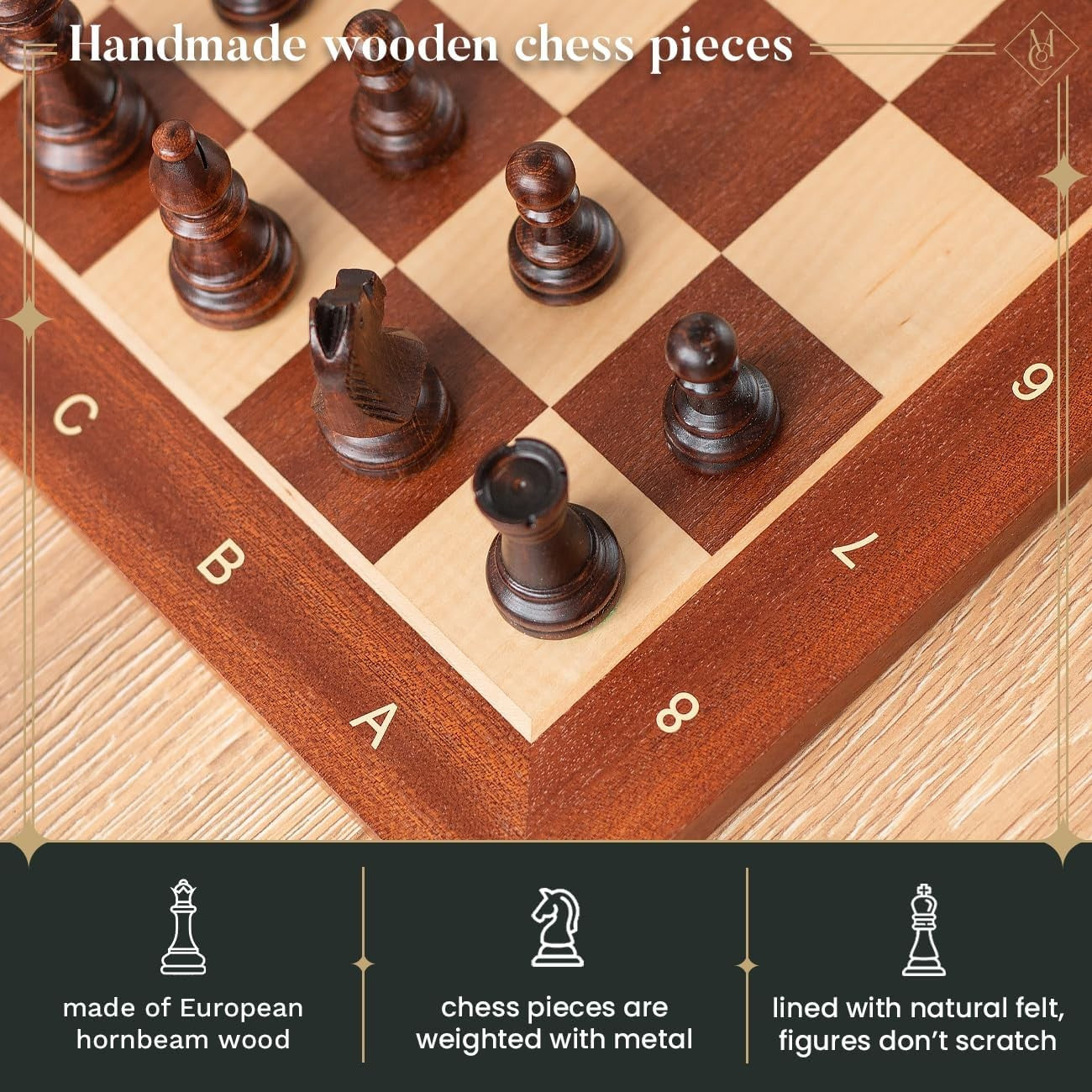 Luxury 54cm Tournament Wooden Chess Set | Weighted Staunton Pieces | Premium Gif