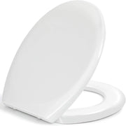 White Oval Toilet Seat Quick Release Anti-Bacterial Top Fix 45x37cm