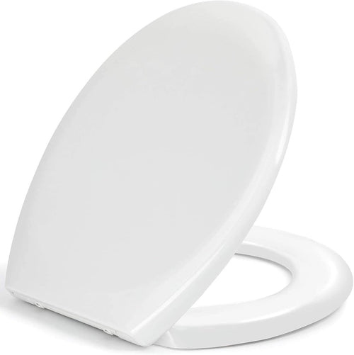 White Oval Toilet Seat Quick Release Anti-Bacterial Top Fix 45x37cm
