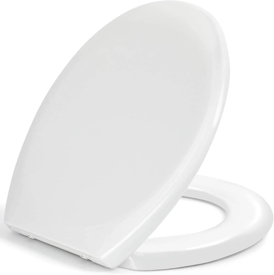 White Oval Toilet Seat Quick Release Anti-Bacterial Top Fix 45x37cm