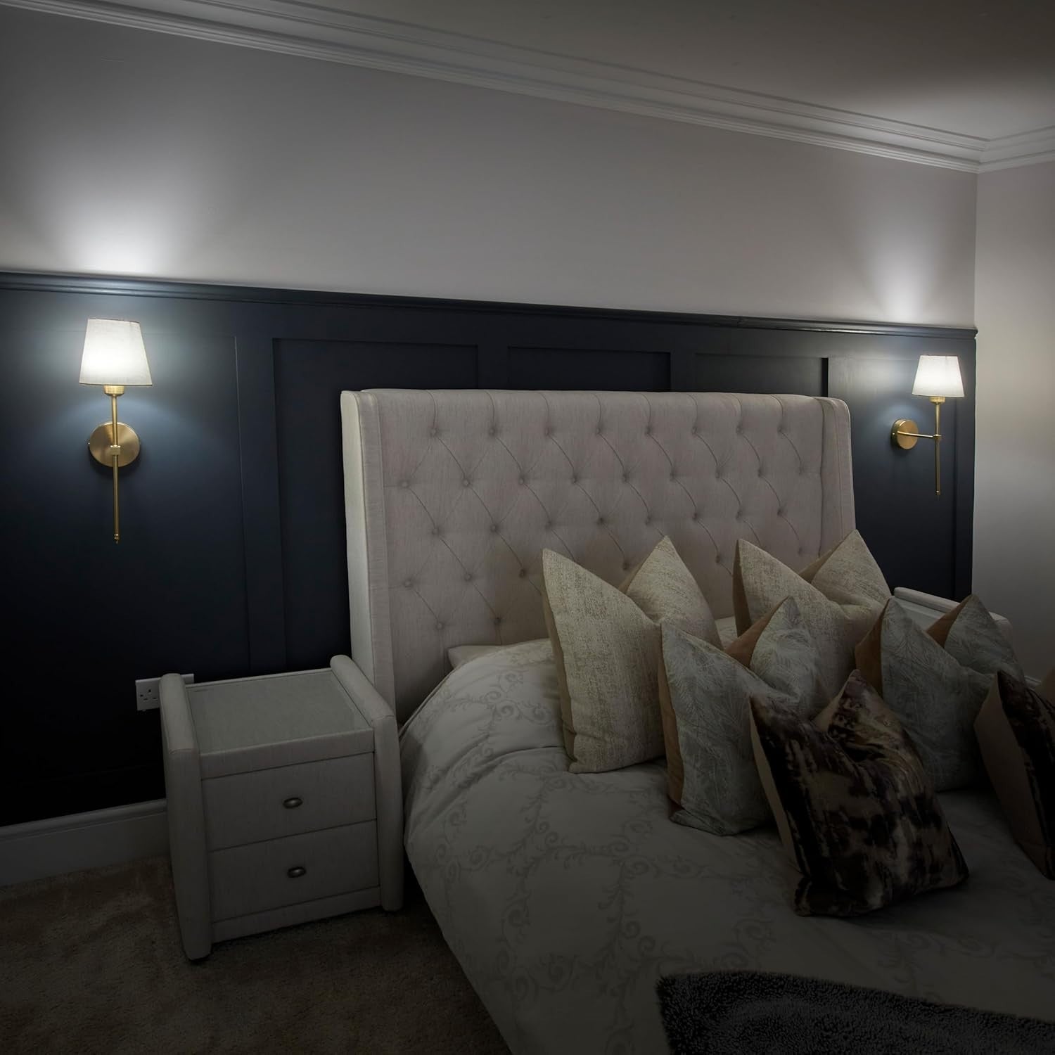 Wireless LED Wall Light Set, Dimmable Rechargeable Lamps, Remote Control