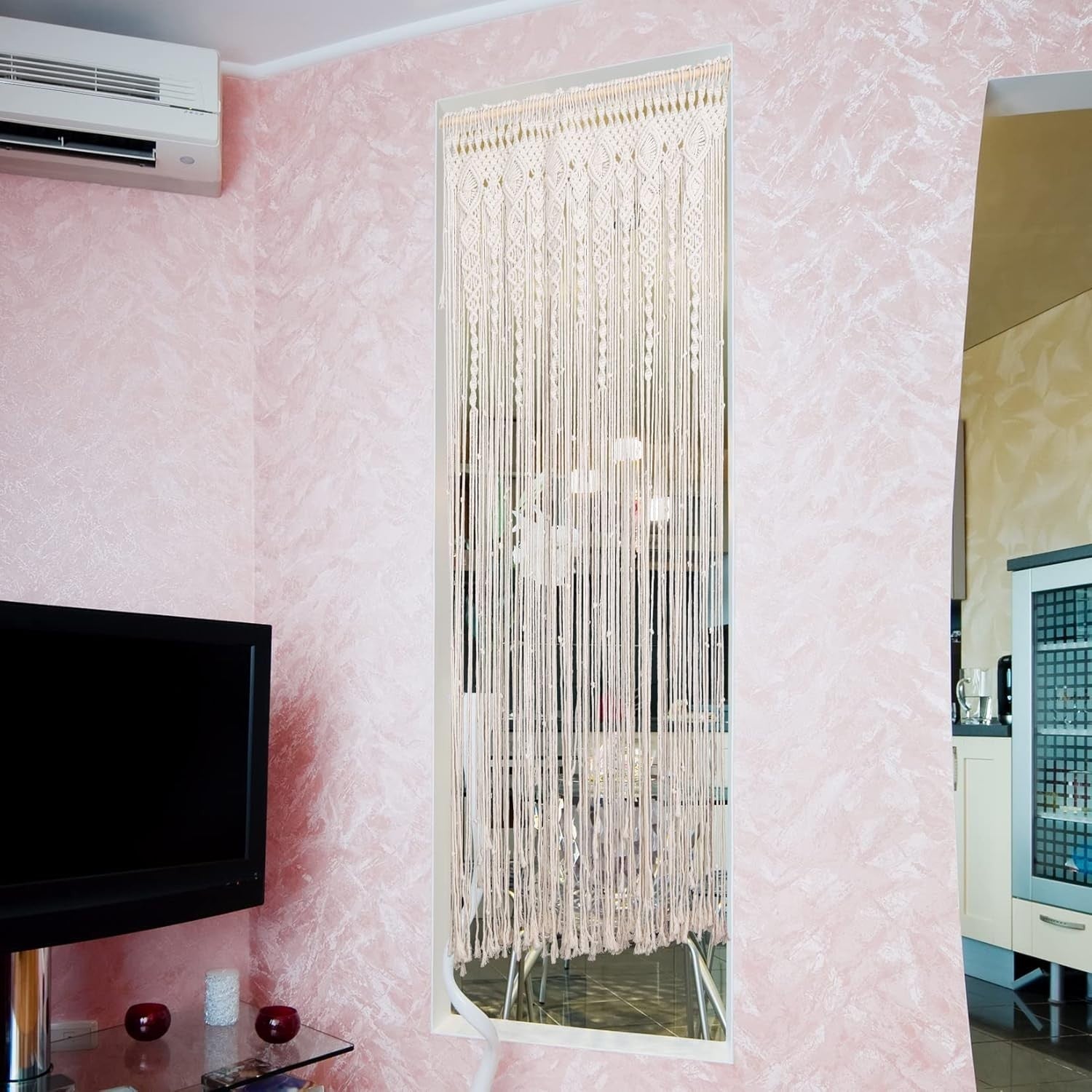 Macrame Curtain Wall Hanging 90x180cm Boho Handmade Cotton Decor