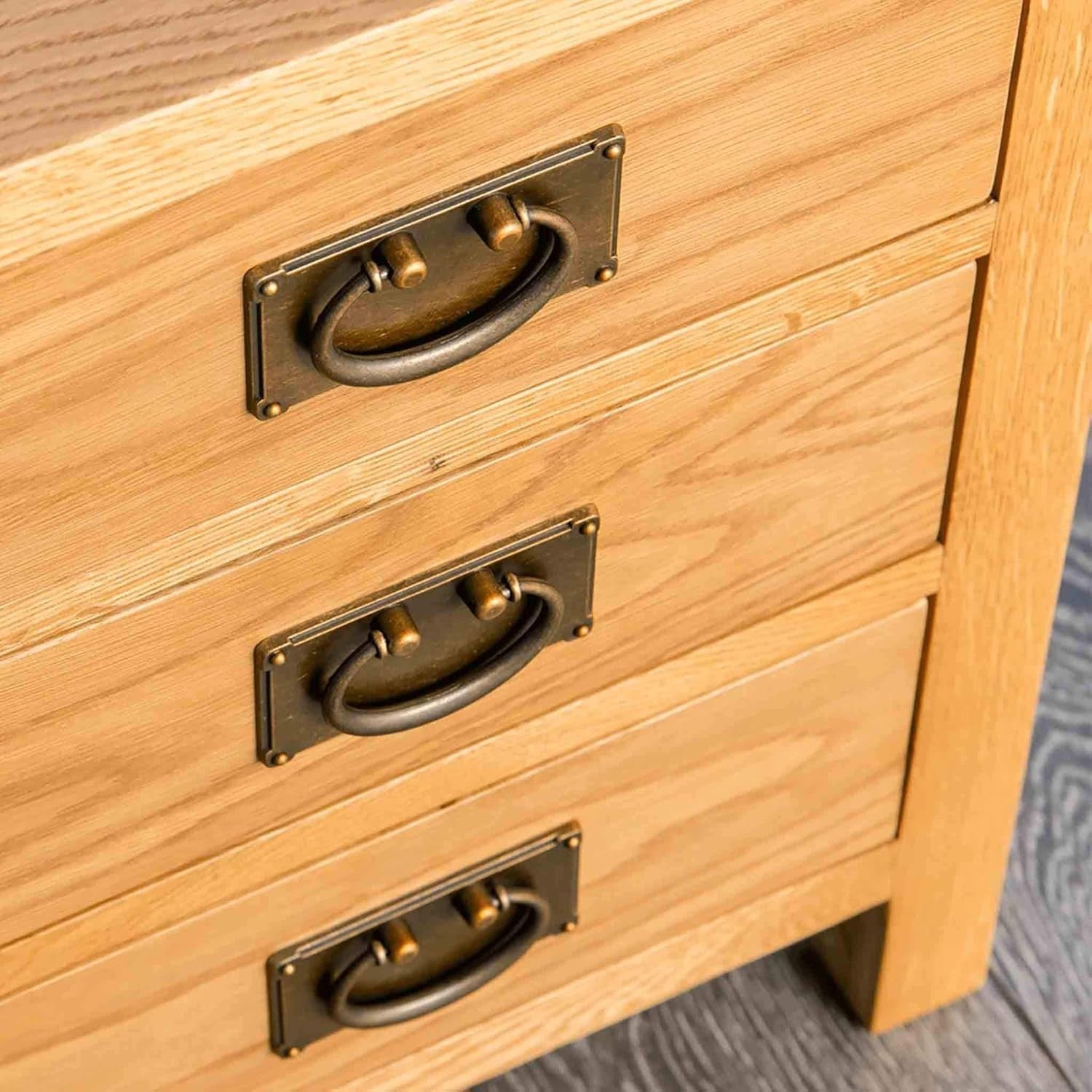 Rustic Solid Oak 3 Drawer Bedside Table – Fully Assembled Wood Nightstand