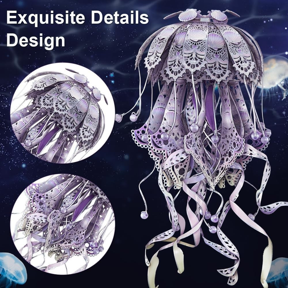 3D Metal Jellyfish Puzzle for Adults, DIY Ocean Decor, 61 Pieces, Gift Idea