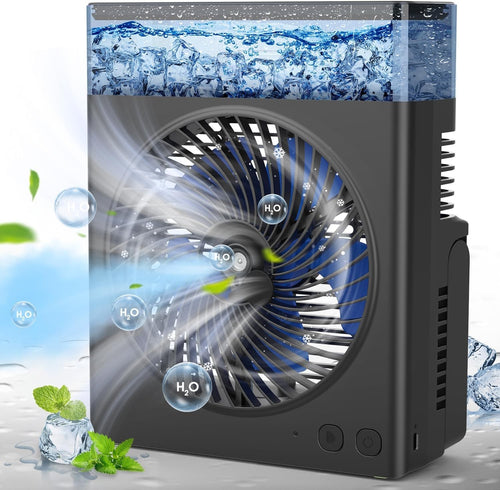 8-Inch Misting Fan 16000mAh – Rechargeable Cooling Fan w/ 600ml Water Tank Black