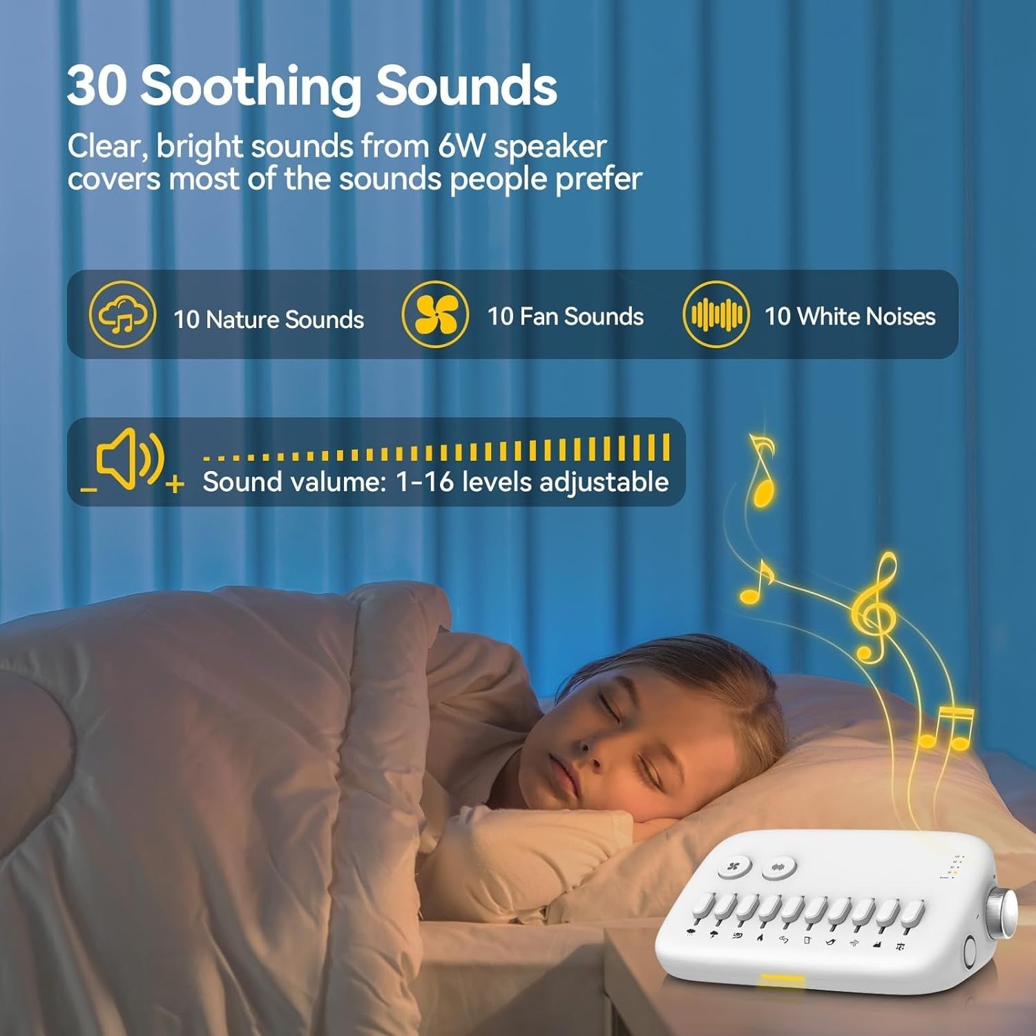White Noise Sound Machine for Sleep & Relaxation – 4 Timer Settings, Portable