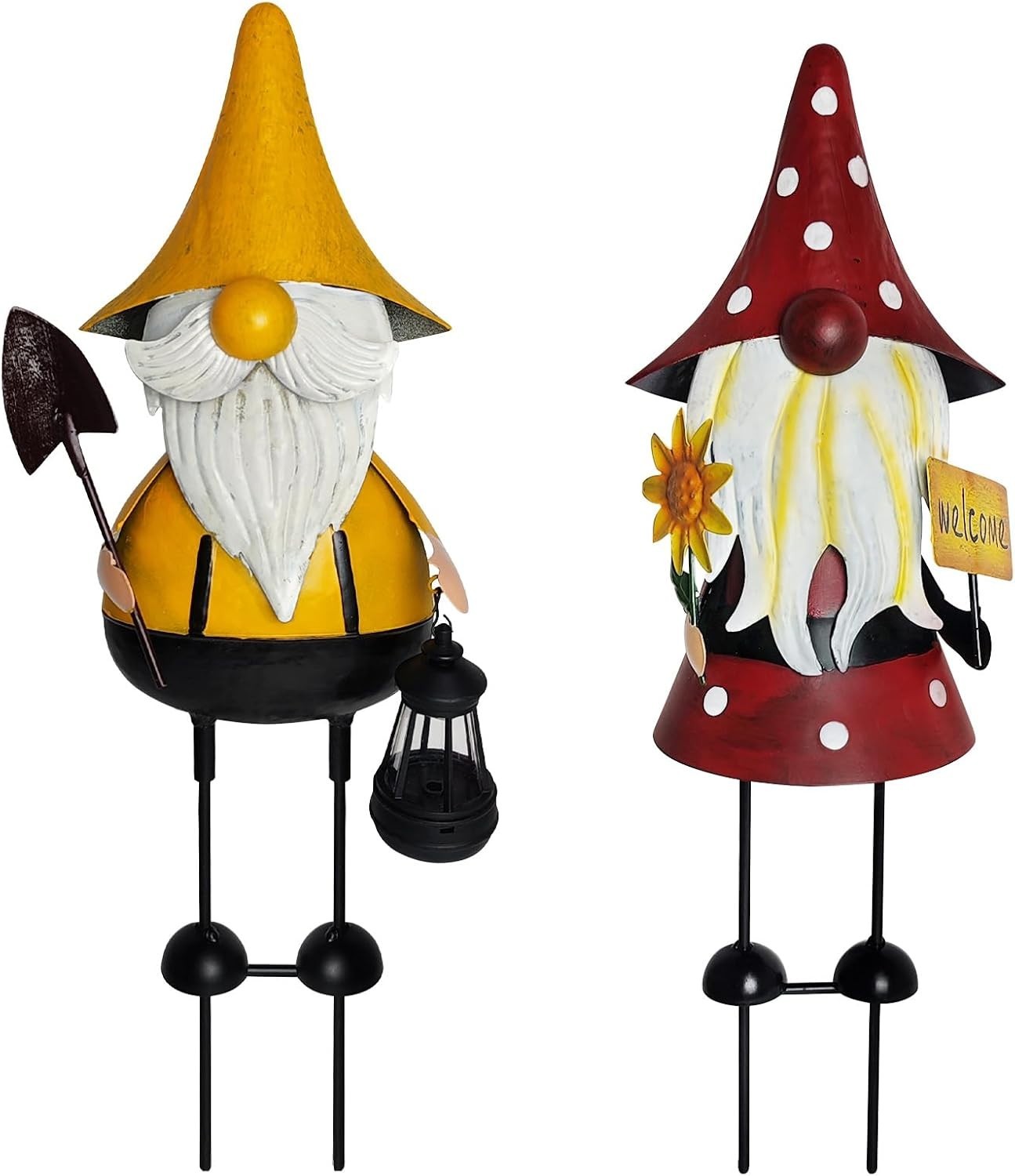 Metal Gnome Garden Stakes 18" Outdoor Yard Decor Cute 3D Figurines Patio