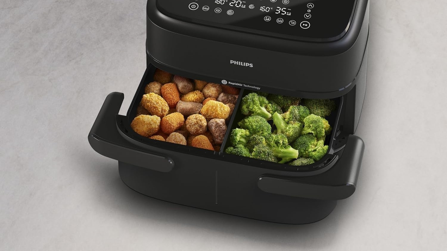 7.1L Dual Basket Air Fryer RapidAir 10-in-1 Low-Fat Cooker Sync Meal Prep