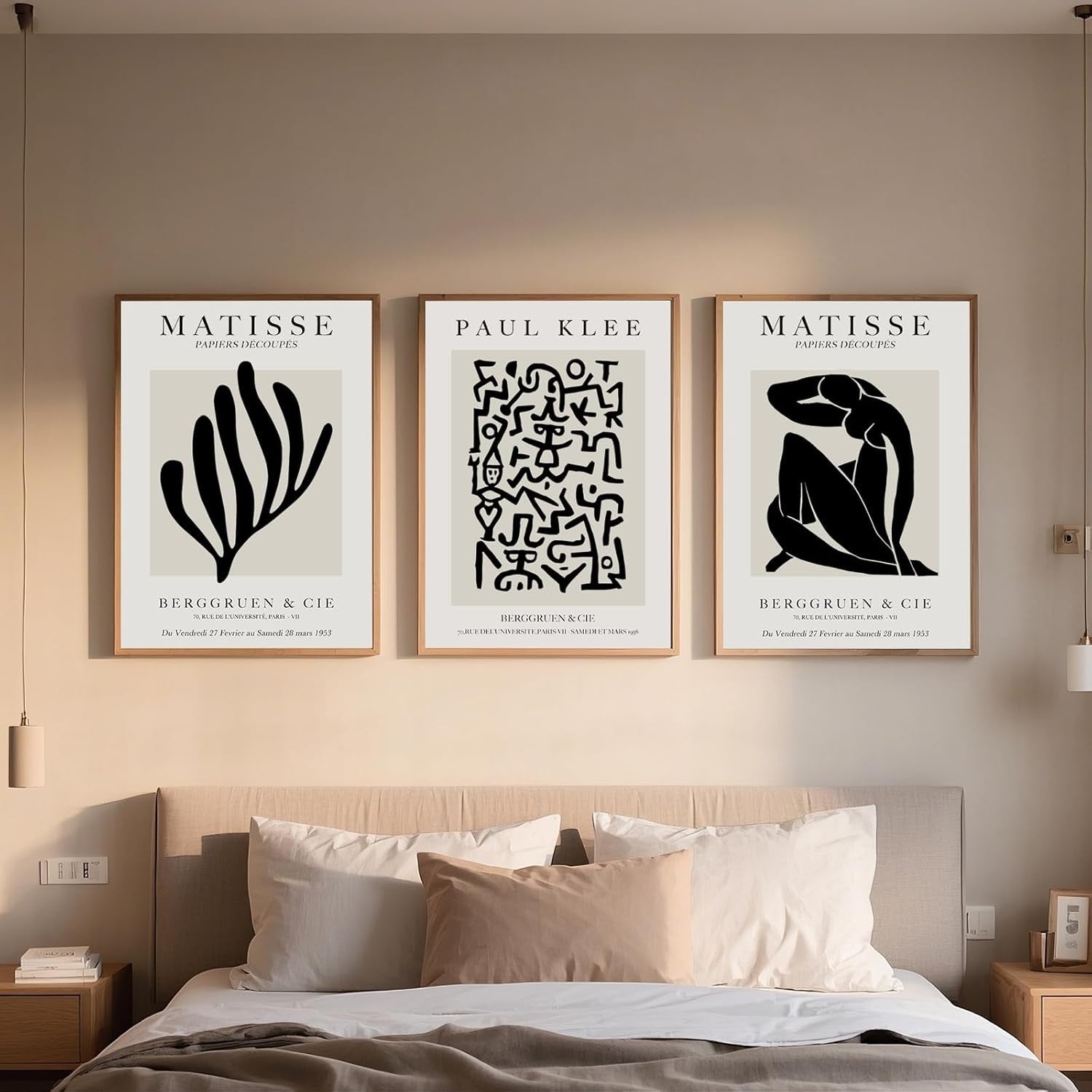 Beige Neutral Abstract Wall Art Set of 3 A4 Modern Minimalist Prints