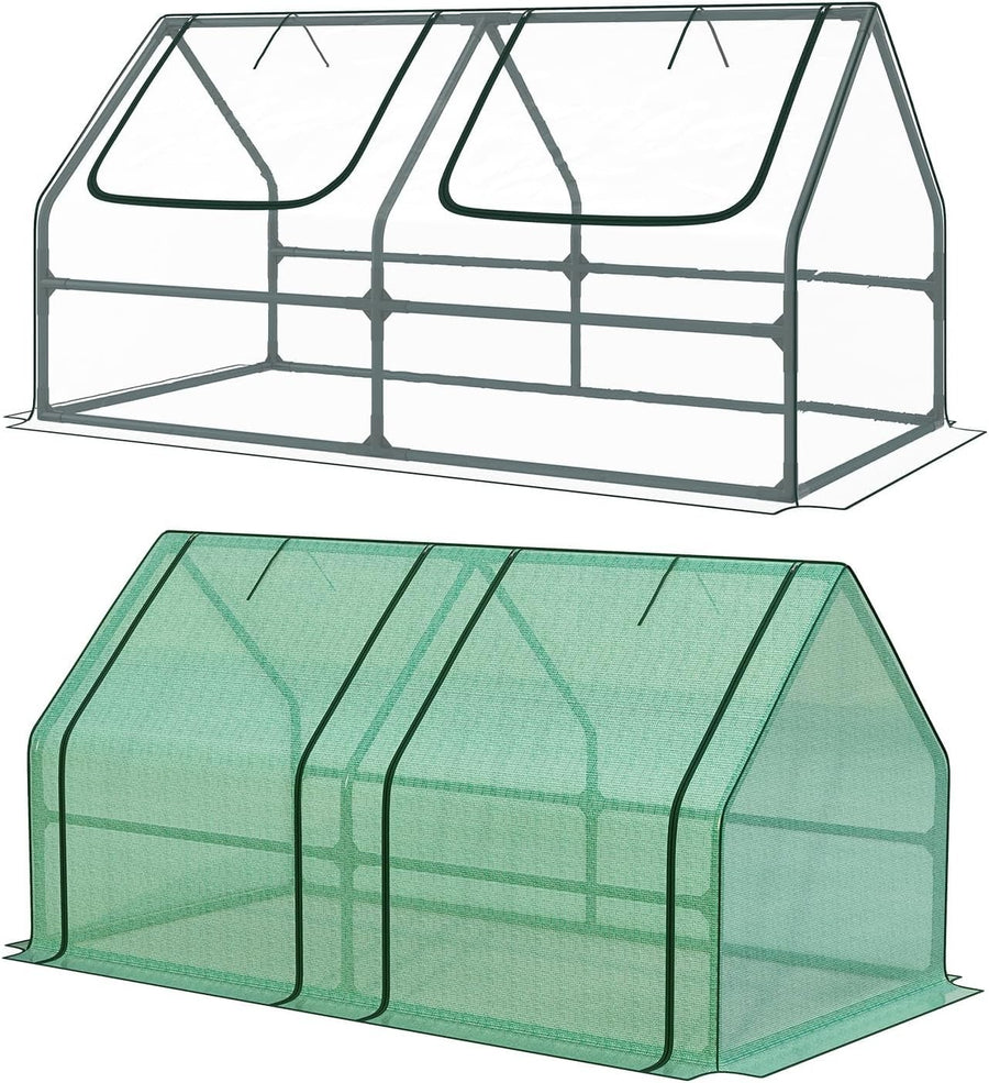 Extra Large Garden Greenhouse 2 Covers Waterproof UV Protection Cold Frame