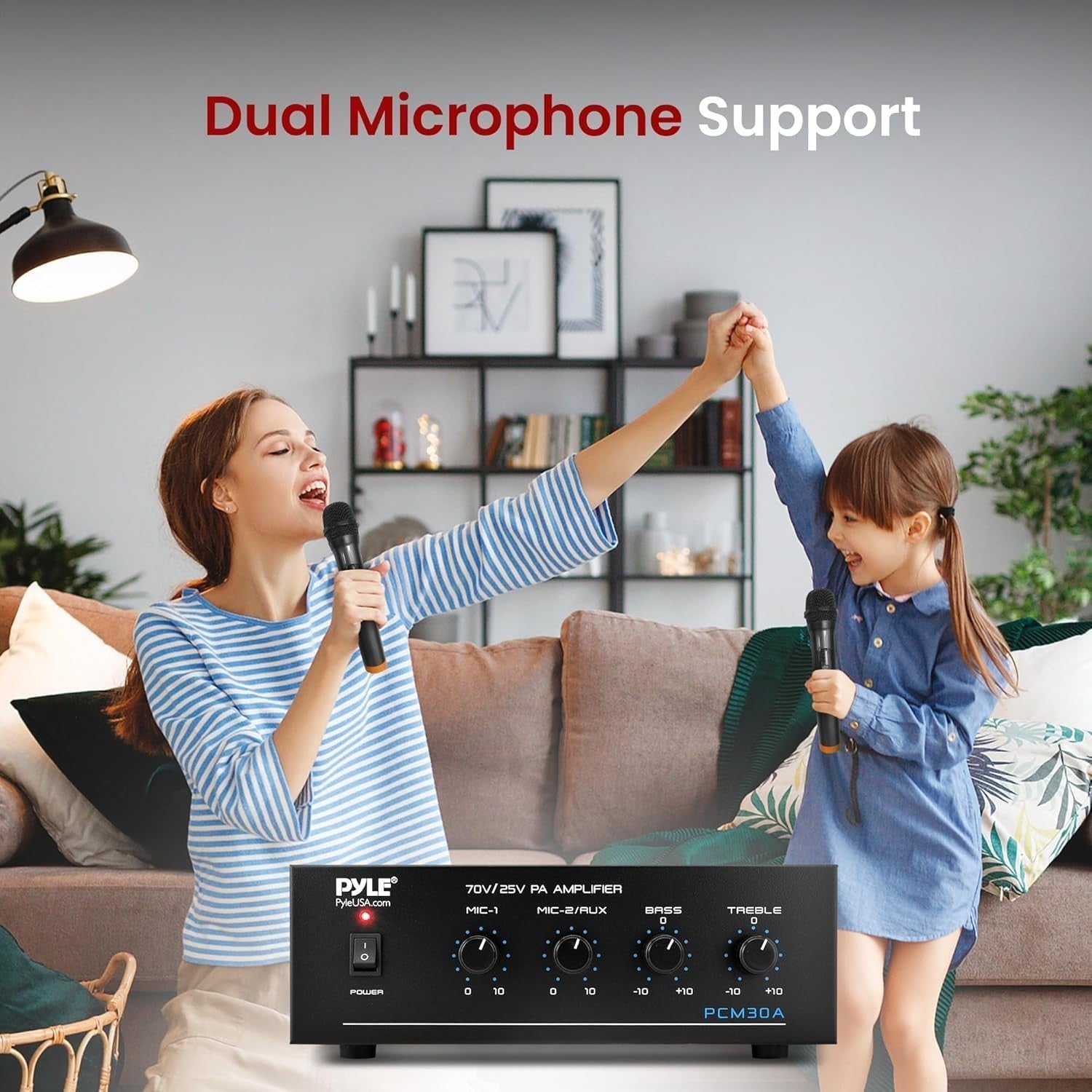 60W Mini Bluetooth Power Amplifier PA Receiver 25/70V RCA Mic