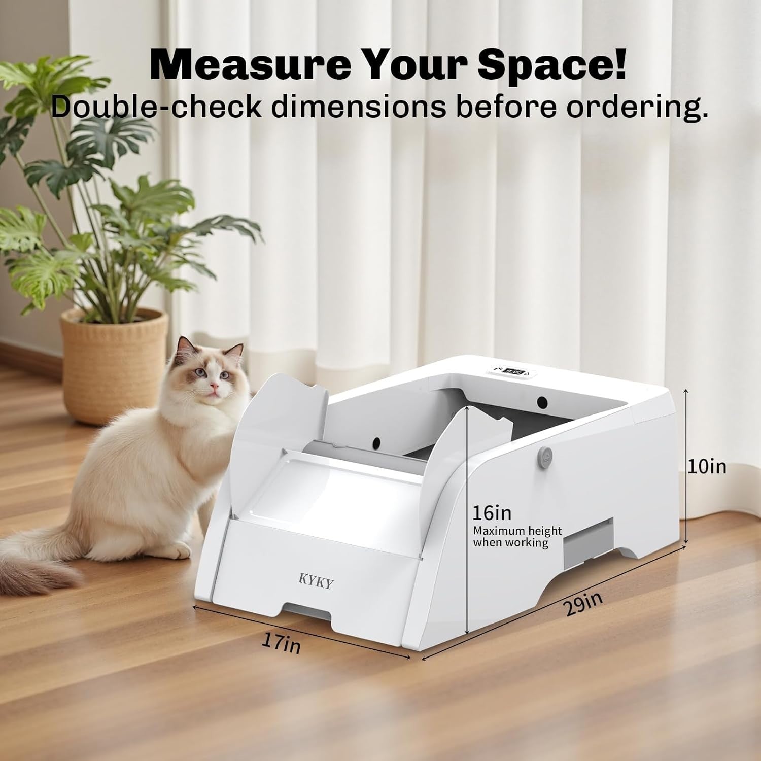 Self Cleaning Cat Litter Box App Control Anti Pinch Odor Free XL