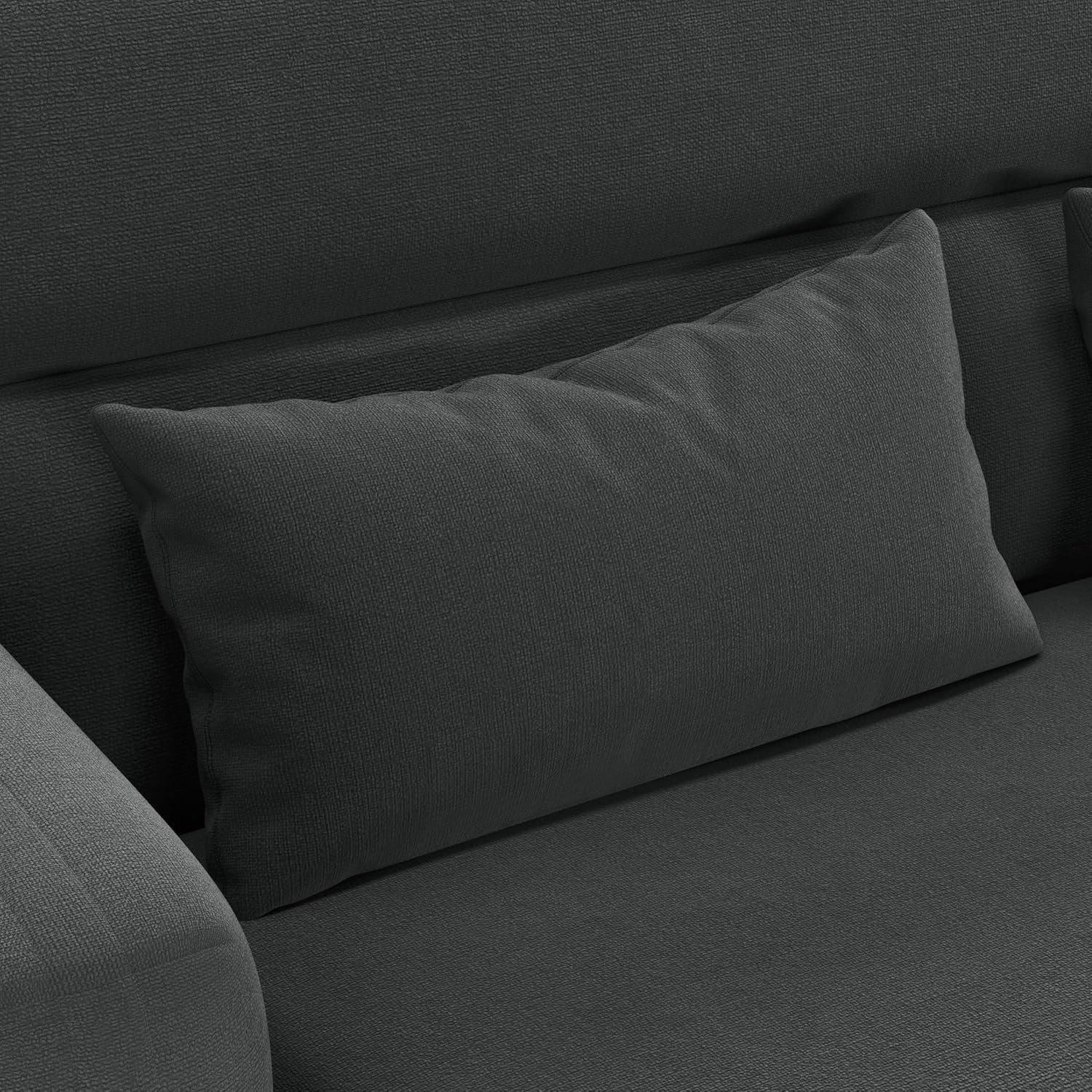 Compact Dark Grey Fabric Armchair with Storage Pockets & Tapered Legs