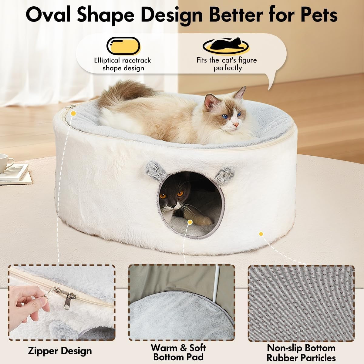 2 Tier Cat Cave Bed Metal Frame Enclosed House w Removable Cover