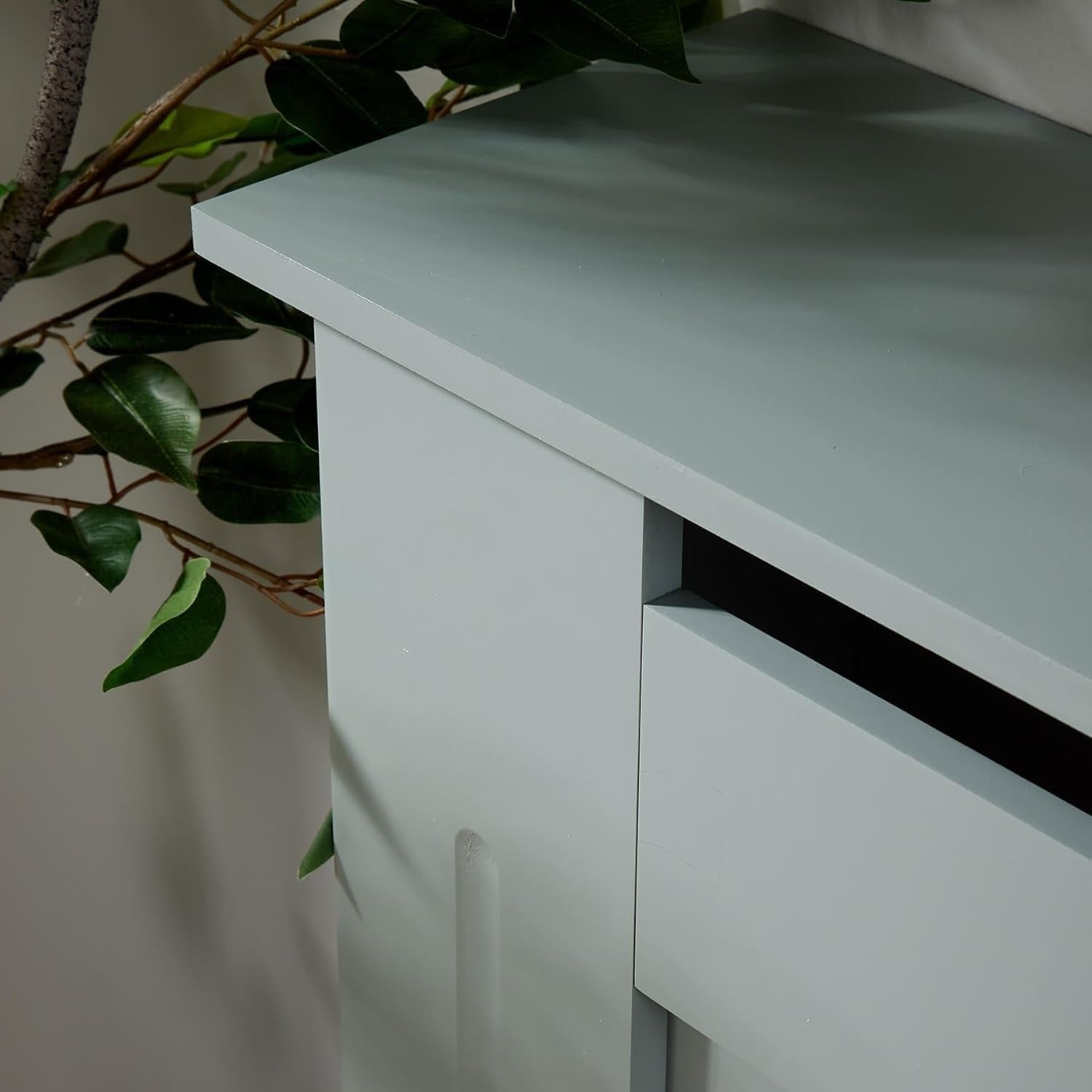 Grey Radiator Cover Wooden Slatted Grill Cabinet Shelf 172x19x82cm Extra Large