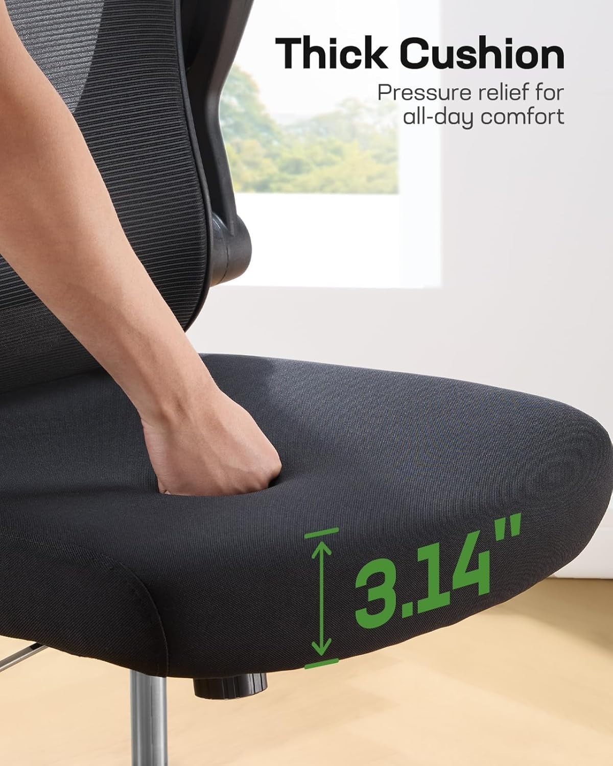 Ergonomic Gaming Office Chair Recliner Flip-Up Arms Lumbar Support Mesh Ebony