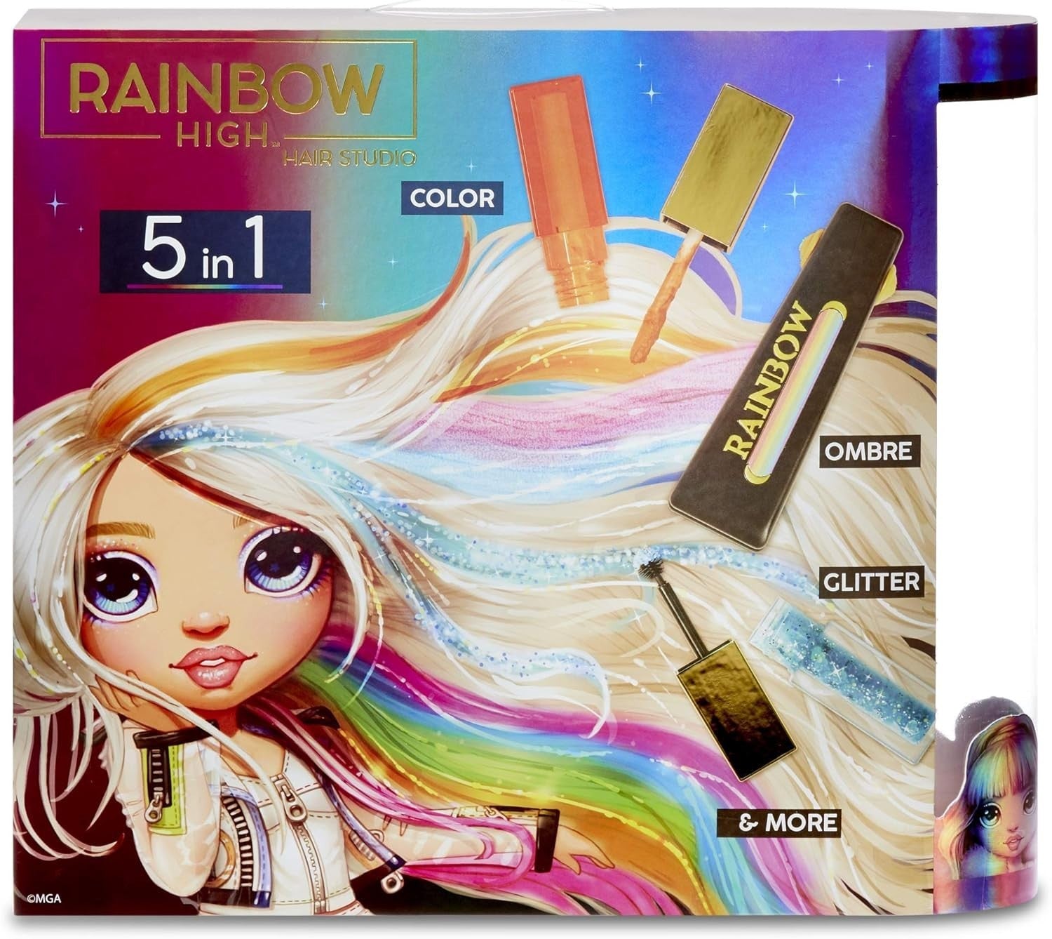 Hair Studio Fashion Doll Rainbow Hair Washable Color Playset