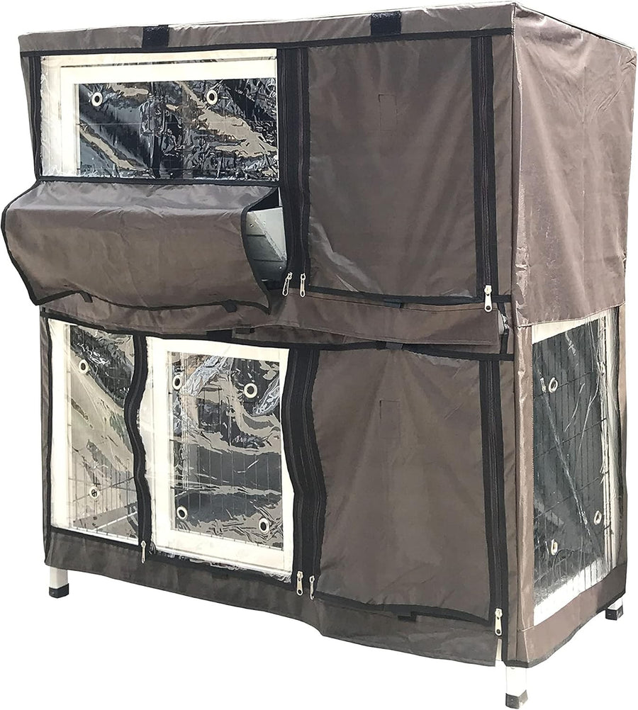 Large 2 Tier Rabbit Hutch with Cover Double Decker Cage Ramp Trays