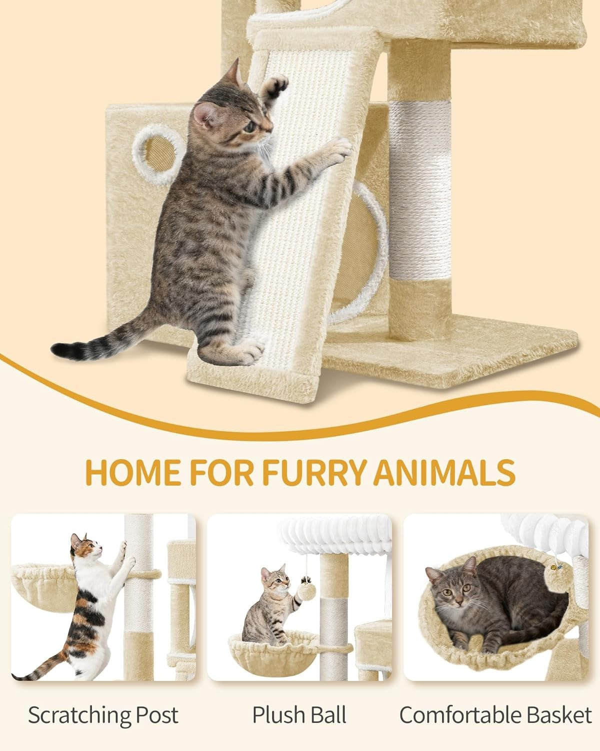 Cat Tree Tower Indoor 98cm Multi Level Scratching Post Condo Climbing