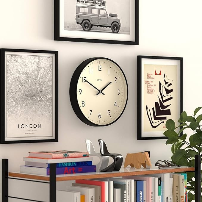 Modern 30cm Silent Wall Clock | Minimalist Black Frame | Easy Read Home Decor