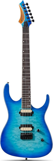 Electric Guitar HH Pickups Locking Tuners Maple Neck Blue Burst