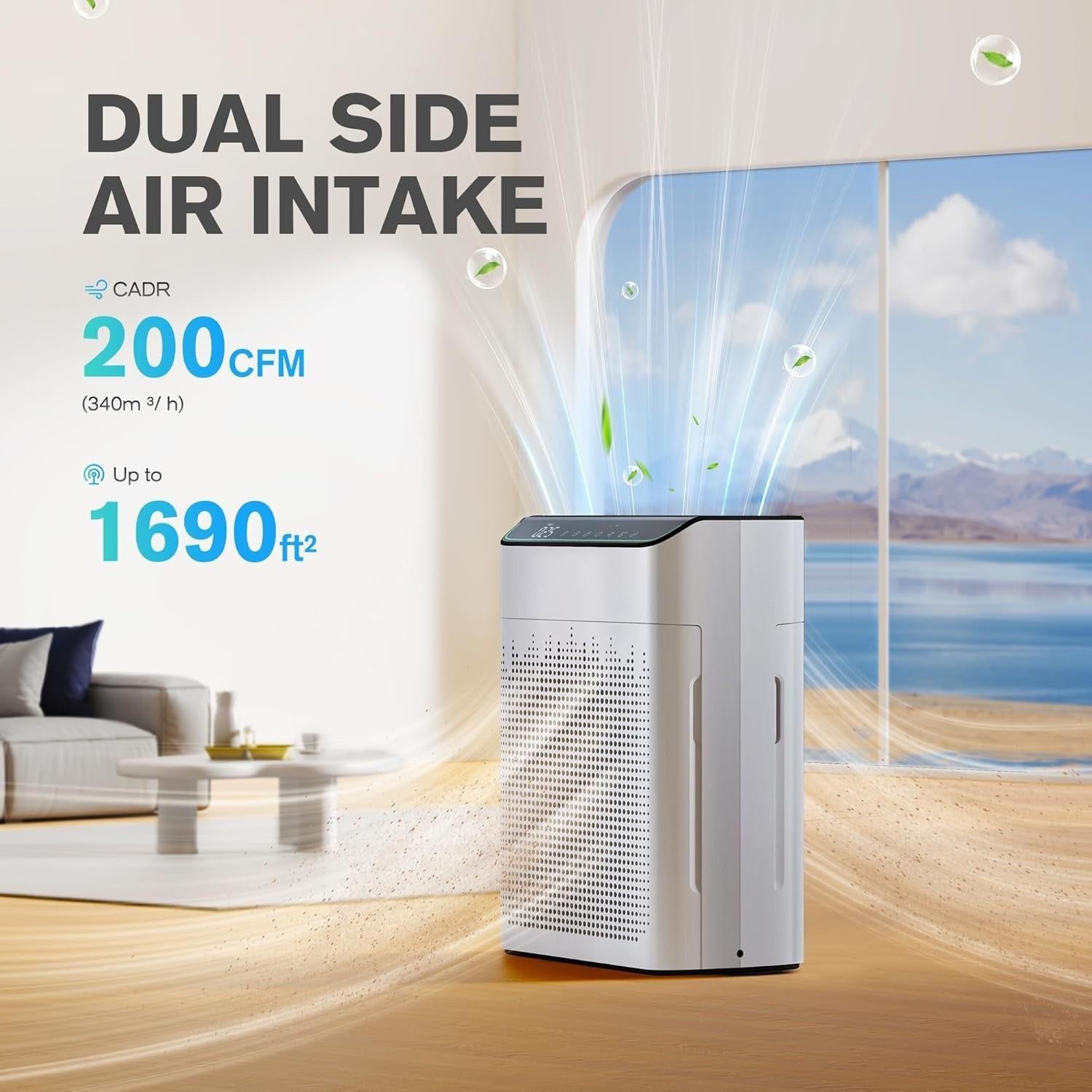 Large Room Smart Air Purifier 1690ft² HEPA WiFi Alexa PM2.5