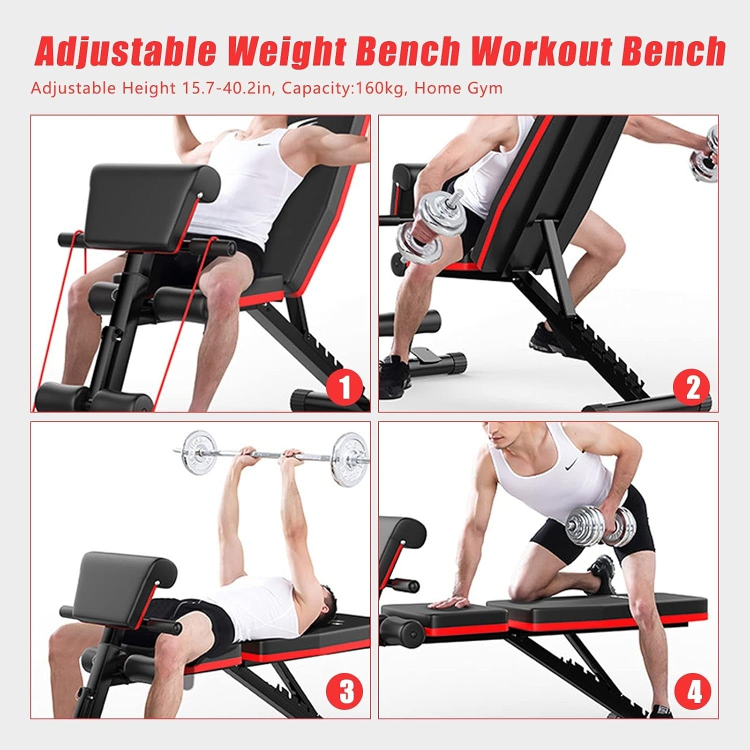 Foldable Adjustable Weight Bench 7-Position Home Gym Training Bench