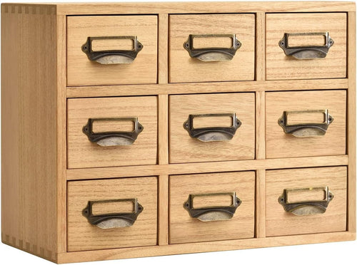 Wooden Desk Drawer Organizer 9 Mini Drawers Home Office Storage Chest