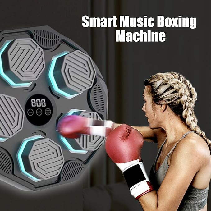 Music Boxing Machine Wall Mount Bluetooth LED Punch Trainer Home Gym Fitness