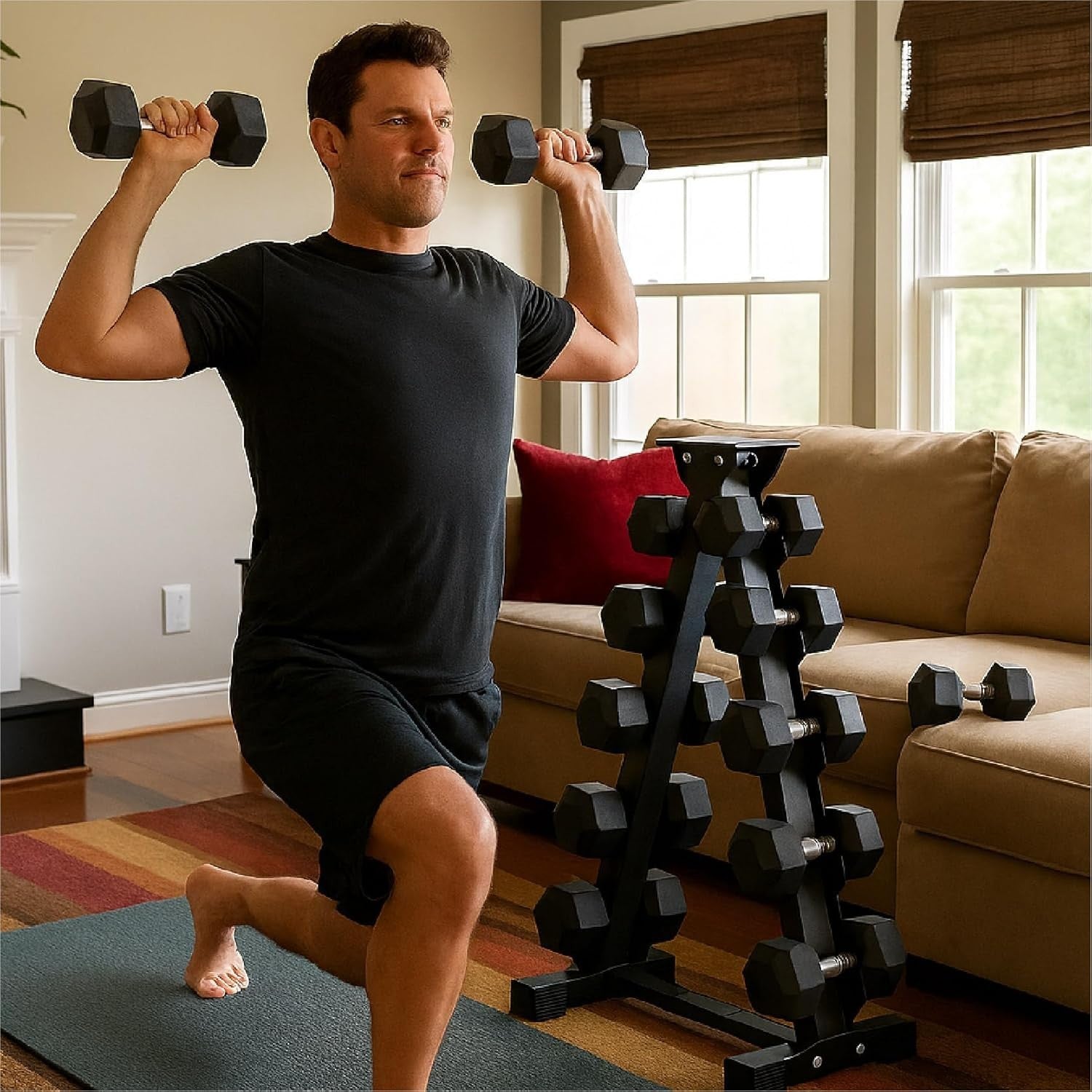 Hex Dumbbells Weight Set 6 Pairs 2.5–30kg Rubber Cast Iron Home Gym